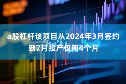 a股杠杆该项目从2024年3月签约到7月投产仅用4个月